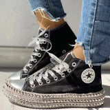 Woman Spring Leopard Print Canvas Fashion Sneakers Rhinestone Sequin Flat Wild Women's Shoes Youth Casual Shoes Plus Size - Virtual Blue Store