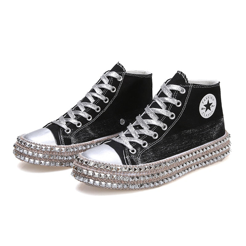 Woman Spring Leopard Print Canvas Fashion Sneakers Rhinestone Sequin Flat Wild Women's Shoes Youth Casual Shoes Plus Size - Virtual Blue Store