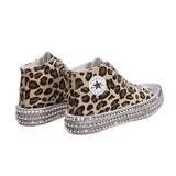 Woman Spring Leopard Print Canvas Fashion Sneakers Rhinestone Sequin Flat Wild Women's Shoes Youth Casual Shoes Plus Size - Virtual Blue Store