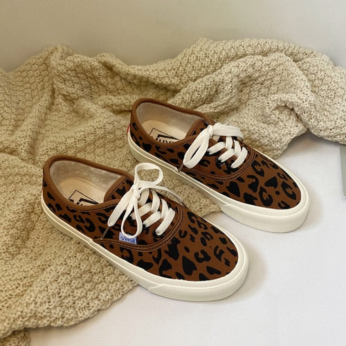 Fashion Women Warm Canvas Shoes Trend Platform Shoes New Comfortable Leopard High Quality Thick Bottom Vulcanized Shoes Women - Virtual Blue Store