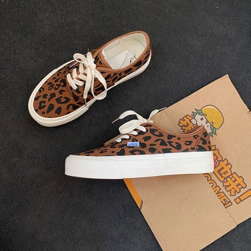 Fashion Women Warm Canvas Shoes Trend Platform Shoes New Comfortable Leopard High Quality Thick Bottom Vulcanized Shoes Women - Virtual Blue Store
