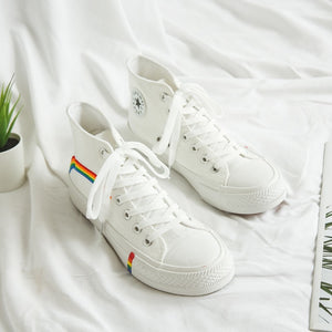 Vulcanized Women shoes High top Canvas sneakers women Mixed Colors Sport Shoe Girls School Shoes Leisure Flat chaussures femme - Virtual Blue Store