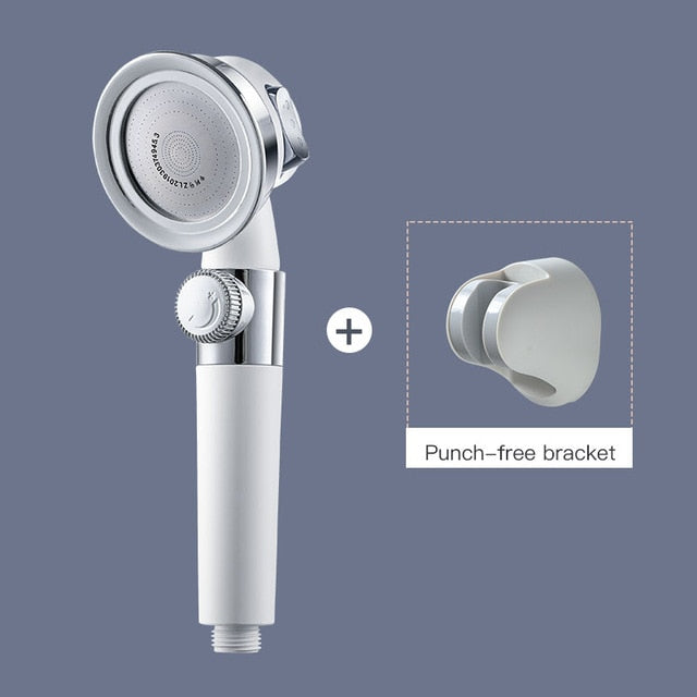 Pressurized Shower Head High Pressure Water Saving Perforated Free Bracket Hose Adjustable Bathroom Accessories Shower Set - Virtual Blue Store