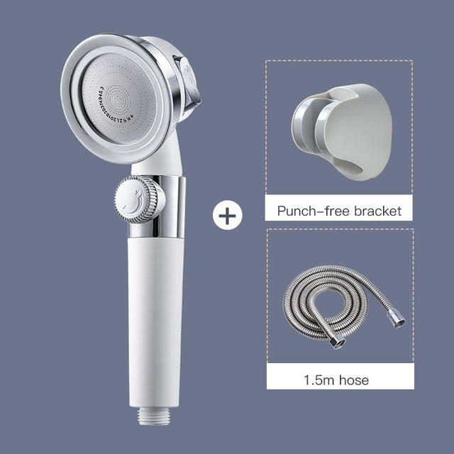 Pressurized Shower Head High Pressure Water Saving Perforated Free Bracket Hose Adjustable Bathroom Accessories Shower Set - Virtual Blue Store