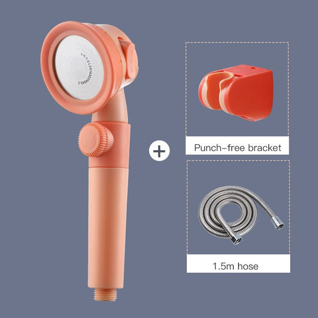 Pressurized Shower Head High Pressure Water Saving Perforated Free Bracket Hose Adjustable Bathroom Accessories Shower Set - Virtual Blue Store