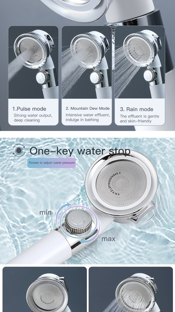 Pressurized Shower Head High Pressure Water Saving Perforated Free Bracket Hose Adjustable Bathroom Accessories Shower Set - Virtual Blue Store