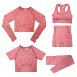 2/3/5PCS Seamless Women Yoga Set Workout Sportswear Gym Clothing Fitness Long Sleeve Crop Top High Waist Leggings Sports Suits - Virtual Blue Store