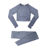 2/3/5PCS Seamless Women Yoga Set Workout Sportswear Gym Clothing Fitness Long Sleeve Crop Top High Waist Leggings Sports Suits - Virtual Blue Store