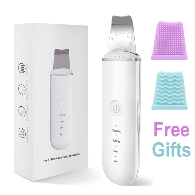 Ultrasonic Skin Scrubber Vibration Face Spatula Blackhead Remover Facial Scrubber Shovel Clean Cavitation Peeling Facial Lifting - Virtual Blue Store