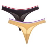 Simple Design Sporty Style Cotton Thong Panties Women Fashion Color Stripes Underwear Female Soft Comfortable G String Lingerie - Virtual Blue Store