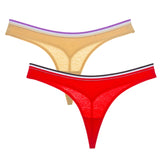 Simple Design Sporty Style Cotton Thong Panties Women Fashion Color Stripes Underwear Female Soft Comfortable G String Lingerie - Virtual Blue Store