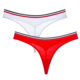 Simple Design Sporty Style Cotton Thong Panties Women Fashion Color Stripes Underwear Female Soft Comfortable G String Lingerie - Virtual Blue Store