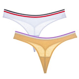 Simple Design Sporty Style Cotton Thong Panties Women Fashion Color Stripes Underwear Female Soft Comfortable G String Lingerie - Virtual Blue Store