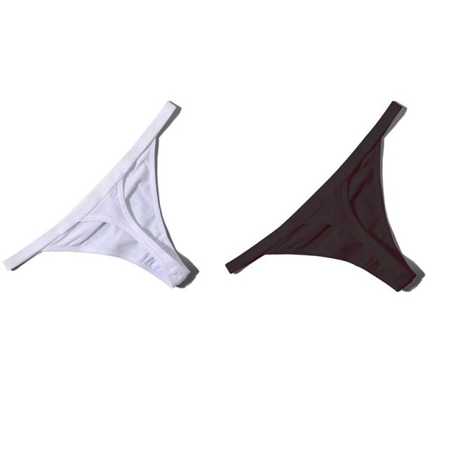 Simple Design Sporty Style Cotton Thong Panties Women Fashion Color Stripes Underwear Female Soft Comfortable G String Lingerie - Virtual Blue Store