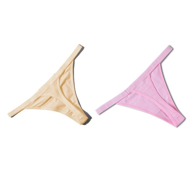 Simple Design Sporty Style Cotton Thong Panties Women Fashion Color Stripes Underwear Female Soft Comfortable G String Lingerie - Virtual Blue Store