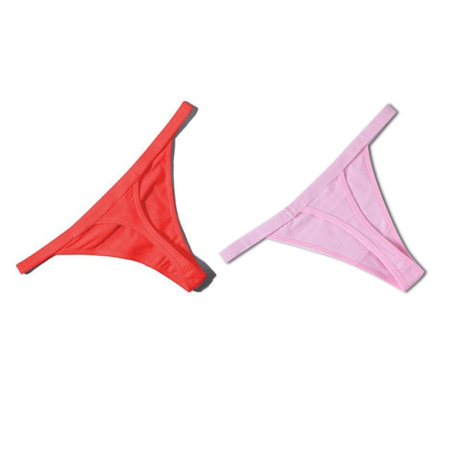 Simple Design Sporty Style Cotton Thong Panties Women Fashion Color Stripes Underwear Female Soft Comfortable G String Lingerie - Virtual Blue Store