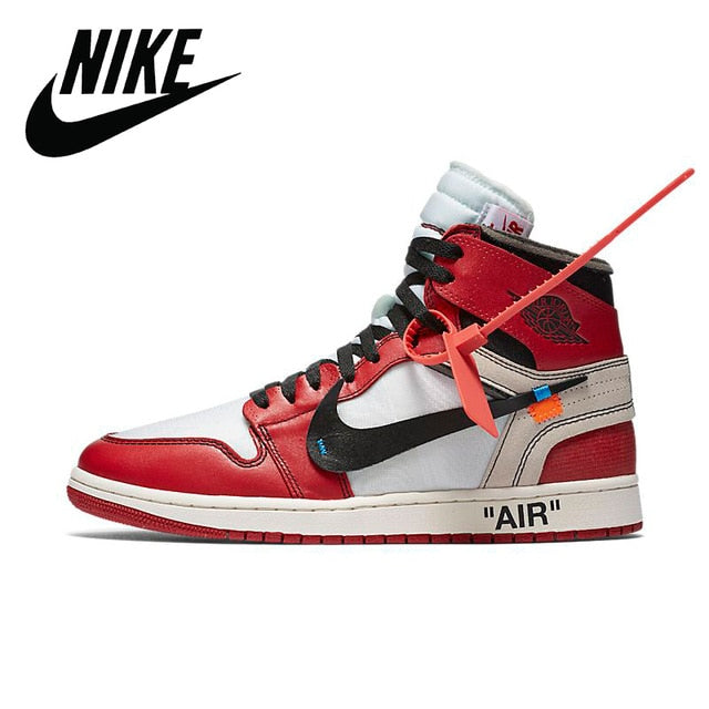 New Arrival Original Air Jordan 1 X Off White AJ1 Basketball Shoes Leisure Shoes Most Popular Classical Shoes Breathable - Virtual Blue Store