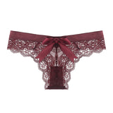 New Sexy Lace String Transparent Panties Women Back Cute Bow Thong Female Seamless G String Fashion Underwear Ladies T-back - Virtual Blue Store
