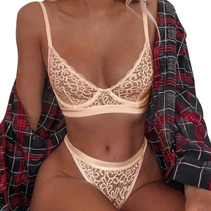 Women's Sexy Lingerie Sexy Bra Set Erotic Underwear Set Female Transparent Bra Sets Lace Embroidery Lingerie Set Brassiere Mujer - Virtual Blue Store