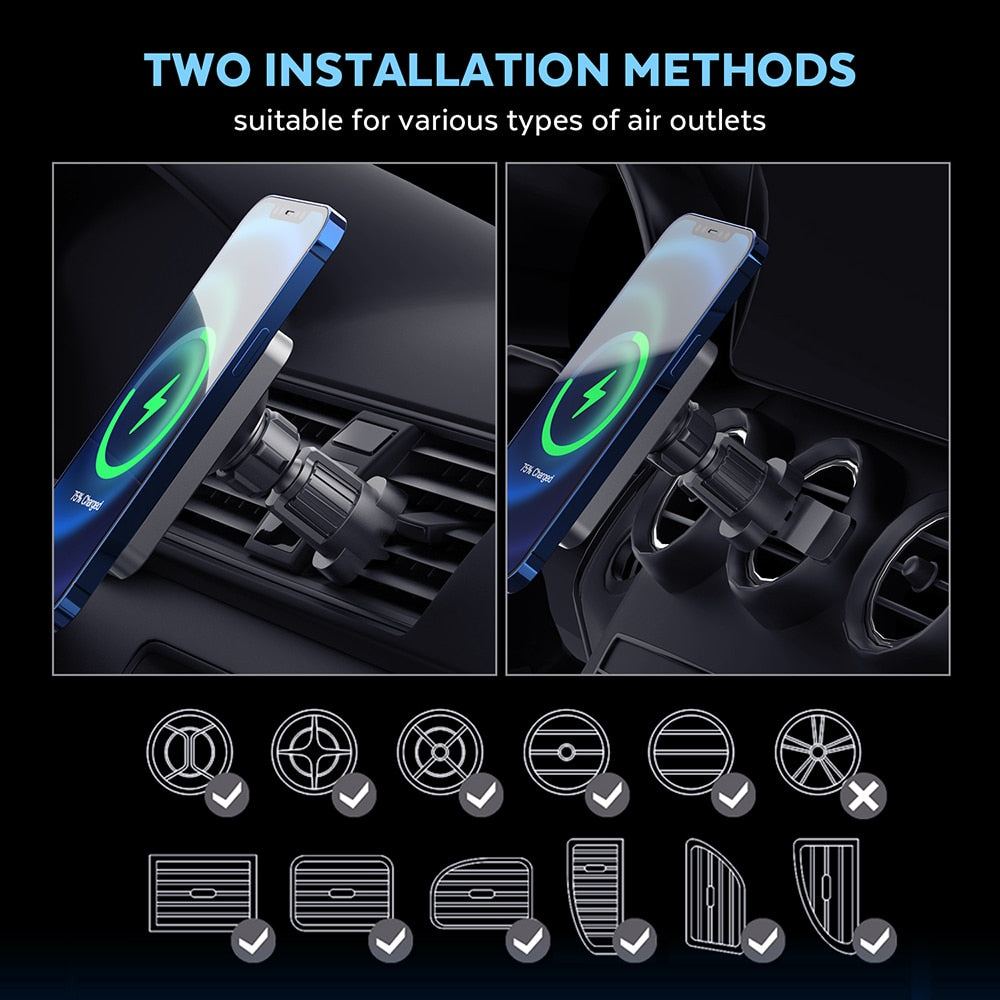 Bonola 15W Magsafe Wireless Car Charger For iPhone 12 Pro Max/12Pro/12Mini/12 Fast Charging Wireless Charger Car Phone Holder - Virtual Blue Store