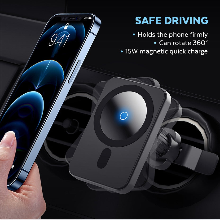 Bonola 15W Magsafe Wireless Car Charger For iPhone 12 Pro Max/12Pro/12Mini/12 Fast Charging Wireless Charger Car Phone Holder - Virtual Blue Store