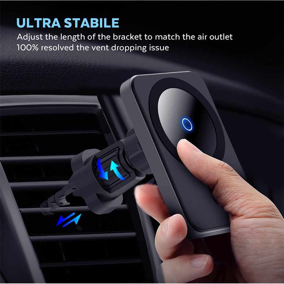 Bonola 15W Magsafe Wireless Car Charger For iPhone 12 Pro Max/12Pro/12Mini/12 Fast Charging Wireless Charger Car Phone Holder - Virtual Blue Store