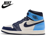 Authentic air   retro 1 um aj1 universidade azul escuro mocha luncky verde feminino masculino tênis de basquete esportes - Virtual Blue Store