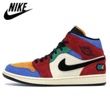 Authentic air   retro 1 um aj1 universidade azul escuro mocha luncky verde feminino masculino tênis de basquete esportes - Virtual Blue Store