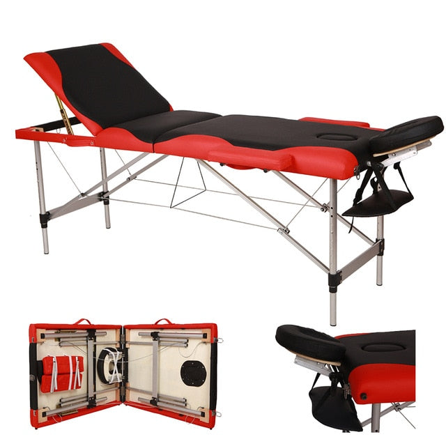 Three Colors 3 Sections Folding Aluminum Tube Beauty Bed  SPA Bodybuilding Massage Table Salon Furniture - Virtual Blue Store