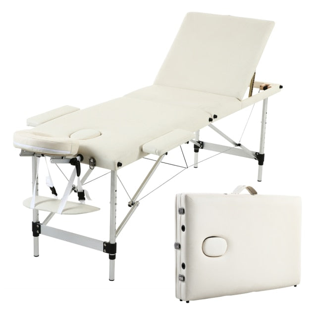 Three Colors 3 Sections Folding Aluminum Tube Beauty Bed  SPA Bodybuilding Massage Table Salon Furniture - Virtual Blue Store