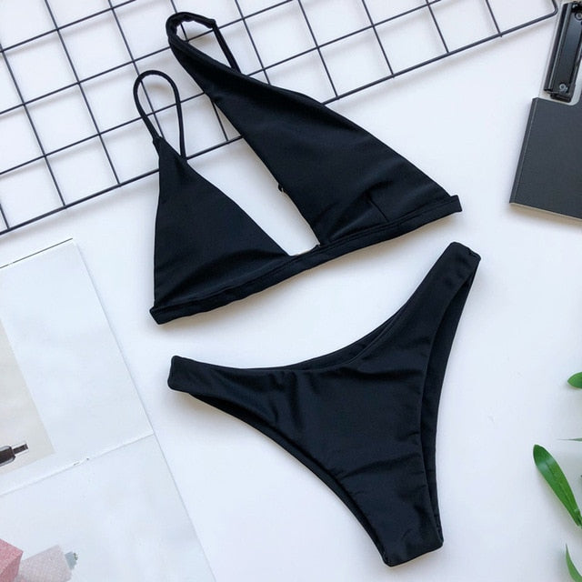 ladies swim wear bikini womens bikini set tankini two piece set bathing suit 2021 white sling top beachwear swimsuit thong women - Virtual Blue Store