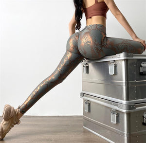 New Printing High Waist Quick Dry Stretchy Yoga Pants Women Push Up Running Leggings Sport  Women Fitness Pants MITAOGIRL - Virtual Blue Store