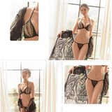 3 piece/set Lace Bathrobe With Bra Sets Hollow Bridesmaid Robes Women kimono Lingerie See Through Sleepwear Femme Kimono White - Virtual Blue Store