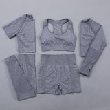 Seamless Women  yoga set Workout Gym Long Sleeve Fitness Crop Top High Waist Leggings Sport Clothing Suits - Virtual Blue Store