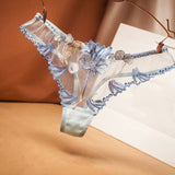 Sexy Lace Floral Thong Ladies Panties Embroidered Mesh Yarn Perspective Young Women Girls Underwear Hot T Pants G-String Thongs - Virtual Blue Store