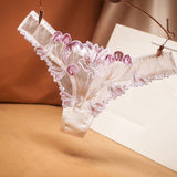 Sexy Lace Floral Thong Ladies Panties Embroidered Mesh Yarn Perspective Young Women Girls Underwear Hot T Pants G-String Thongs - Virtual Blue Store