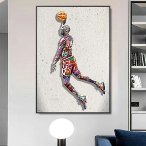 Sport Air Abstract Art Painting Michael Jordan Poster Fly Dunk Basketball Wall Pictures for Living Room Decoration Bedroom - Virtual Blue Store