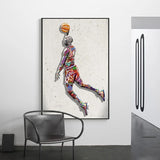 Sport Air Abstract Art Painting Michael Jordan Poster Fly Dunk Basketball Wall Pictures for Living Room Decoration Bedroom - Virtual Blue Store