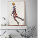 Sport Air Abstract Art Painting Michael Jordan Poster Fly Dunk Basketball Wall Pictures for Living Room Decoration Bedroom - Virtual Blue Store