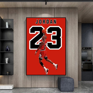 Canvs Poster JORDAN 23 CANVAS Bulls Flyer Michael Jordan and James Fan Poster Print Canvas Painting Boy Room Decoration Painting - Virtual Blue Store