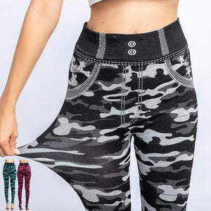 Women's Imitation Jeans Leggings Pants Stretchable Slim Fitness Leggings Faux Denim Jeans High Hips Sports Pencil Pants Casual - Virtual Blue Store