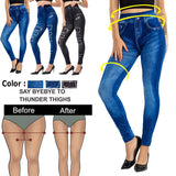 Women's Imitation Jeans Leggings Pants Stretchable Slim Fitness Leggings Faux Denim Jeans High Hips Sports Pencil Pants Casual - Virtual Blue Store