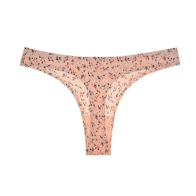 Women's Underwear Sexy Thong Soft Breathable Ice Silk Leopard Panties Women Seamless T-Back Low-Rise Lingerie G-String - Virtual Blue Store