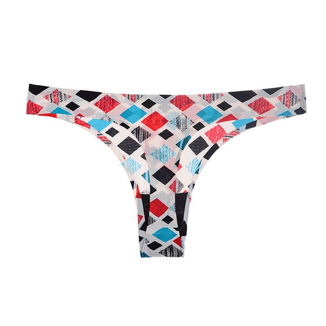 Women's Underwear Sexy Thong Soft Breathable Ice Silk Leopard Panties Women Seamless T-Back Low-Rise Lingerie G-String - Virtual Blue Store