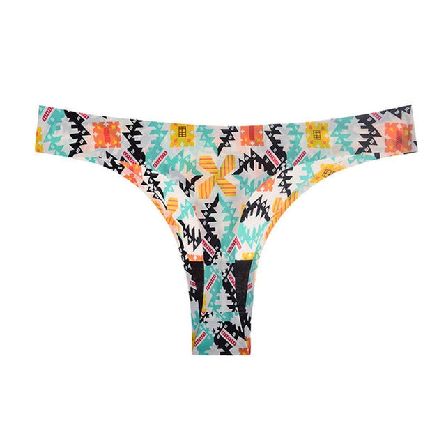 Women's Underwear Sexy Thong Soft Breathable Ice Silk Leopard Panties Women Seamless T-Back Low-Rise Lingerie G-String - Virtual Blue Store