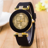 2020 New Fashion Brand Gold Geneva Casual Quartz Watch Women Crystal Silicone Dress Clock Relogio Feminino Wristwatch