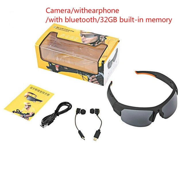 Mini Sunglasses Camera with Bluetooth Headset Sports Video Recorder Polarized Lens Sun Glass 1080P Camcorder for Running Cycling - Virtual Blue Store