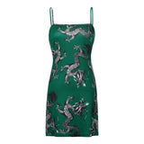 New Summer Women Dragon Pattern Sleeveless Split Hip Slender Slim Fit Sexy Print Dress сарафаны женские летние motel rocks - Virtual Blue Store