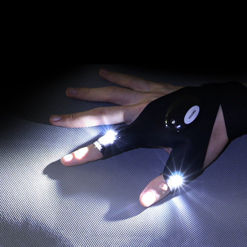 Fingerless Glove LED Flashlight Torch Outdoor Tool Fishing Camping Hiking Survival Rescue Multi Light Tool Left/Right Hand - Virtual Blue Store