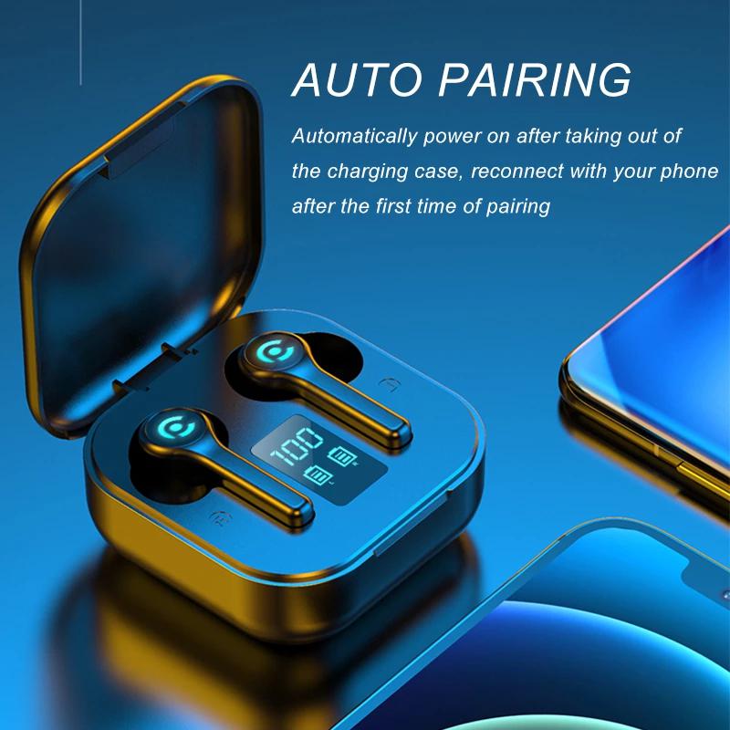 56 HOURS LONG Battery ES1 Wireless Bluetooth Earphones 5.1 Headsets Gaming Headphones with Microphonefor All ISO Android Phone - Virtual Blue Store